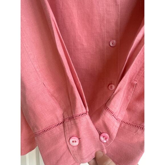 Units Pink Collar Button Down 100% Linen Pink Collar Button Down - Picture 6 of 8